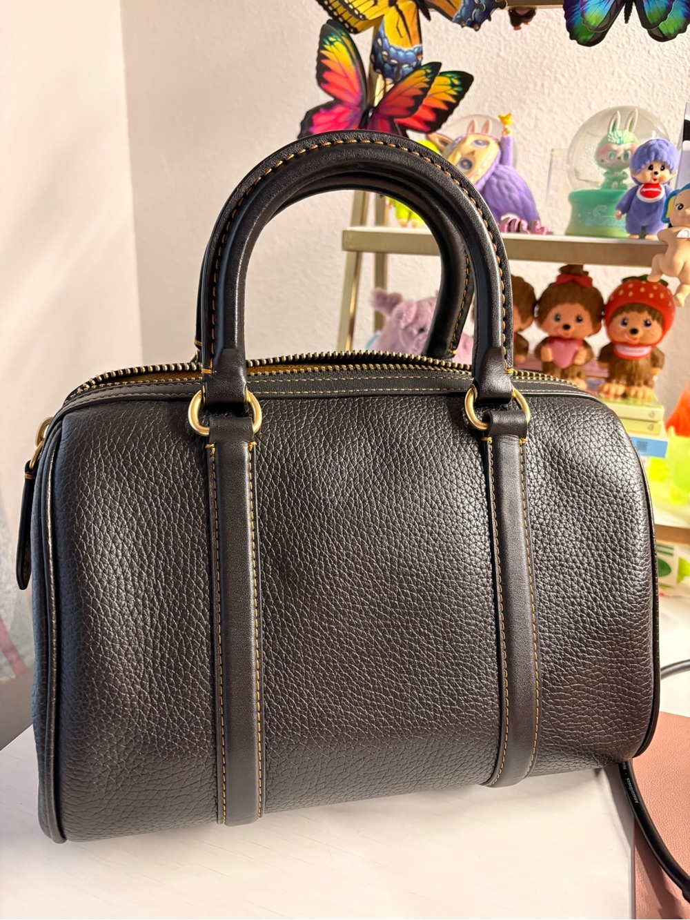 Coach Black Pebbled Leather Satchel with Gold Hardware - Picture 2 of 6